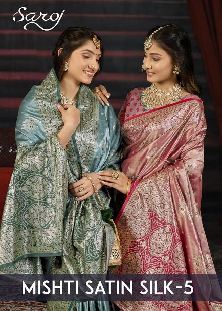 Mishti Satin Silk Vol 5 By Saroj Satin Pattu Saree Wholesale Clothing Distributors In India
